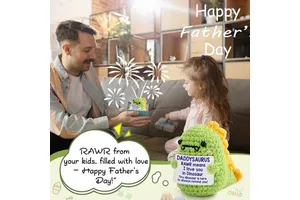Father's Day Birthday Gifts for Dad From Daughter Son Handmade Crochet Cute Small Dinosaur Father's Day Presents for Daddy