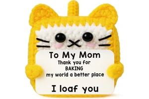TKGIFTHOT Sentimental Crochet Cat I Love You Card Unique Birthday & Mother's Day Gift for Mom & Daughter/Son