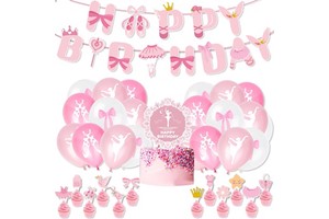 DAMAI Kids Birthday Theme Party Decoration Set with Paper Balloons and Cake Topper Sets