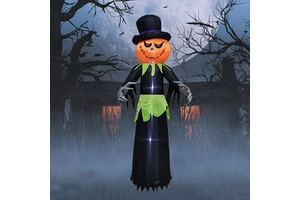 Cross-border Halloween Witch Inflatable Model Pumpkin Party Colorful Lights Horror Outdoor Yard Decoration Festival Ornaments