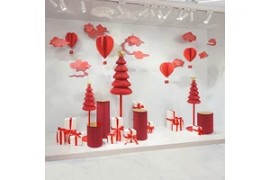 Modern Christmas and New Year Window Display Props for Interior Decoration Visual Marketing
