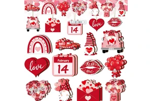 12pcs Exquisite Wooden Pendant Heart Tree Decoration Dwarf Valentine's Day Wall Hanging Couple Party Ornament