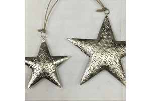 Sonnet Decor Festive Christmas Home Decor Hanging Iron Star Ball Tree Ornaments Digital Printing (4,6,8 Inches) Holiday