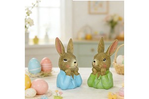 Cross-border Spot Easter & Thanksgiving Rabbit Ornaments Resin Crafts Desktop Decoration Colorful Eggs Theme Holiday Gifts
