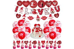 Valentine's Day Set Gnome Decoration Flower Fan Spiral Charm Valentine's Day Gift Party Supplies