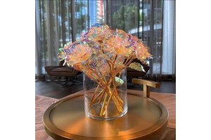 Eternal Galaxy Rose Colorful Glare Gold Foil Simulation Preserved Flower for Mother's Day & Valentine's Day Gift Ideas