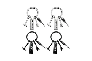 Creative Keychains Anniversaries Gift Fathers Day Stainless Steel Tools Keychain Dad's Gift Hammer Wrench Screw Key Chain