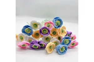 High Knitted PU Green Leaves Flower Crochet 7 Leaf Four Seasons Finished Product Decoration Christmas Valentine's Day Handmade