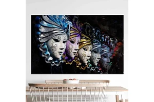 Modern Printed Canvas: Elegant Venetian Carnival Masks Wall Art,WRAPPED CANVAS