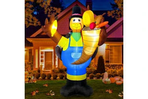 Ourwarm Customized 8FT Polyester Outdoor Thanksgiving Inflatable Cornucopia Turkey Christmas Decorations for Yard