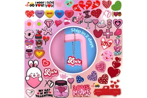 Custom Romantic Heart Cup Chains Valentines Gift Love Theme Cup Necklace Pink Charms Pendants for Couple Tumblers Water Bottles