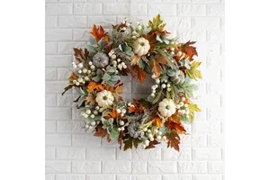 Exquisite Workmanship Thanksgiving Maple Leaf Frost Leaf Artificial Flower Wreath Door Decoration Wreath