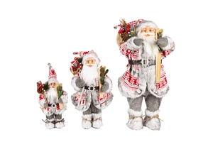 YOUCAN Handmade Modern Elegant White Plush Matte Finish Silk Screen Printed Cloth+PVC Santa Claus Christmas Figurine Ornaments
