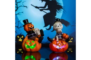 Halloween Creative Luminous Skeleton Decoration Colorful Sparkling Pumpkin Lantern Ghost Festival Party Decoration Props