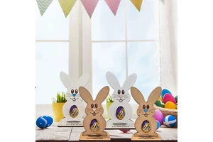 New Easter Bunny Logo Wooden Craft Decoration Props Chocolate Egg Holder Children's Gift