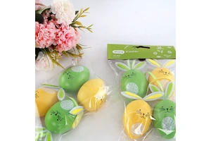 Cute Modern Yellow Green Plastic Silk Screen Printed Easter Bunny Shape Egg Decorations 12*21*4.5cm for Easter Festivals