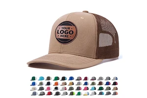 Custom Leather Woven Embroidery Patch Logo 6 Panel 112 RichardsonTrucker Hats Manufacturer Plain Mesh Back Baseball Caps