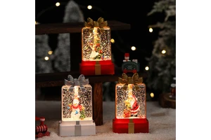 Christmas New Product Santa Claus Driving Train Wind Lights Small Oil Lanterns Water Balls Christmas Gifts Desktop Decoration