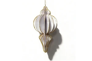 White & Gold Glitter 3D Foldable Handmade Classic Paper Ice Pops Christmas Hanging Ornament Pendant Tree Decoration