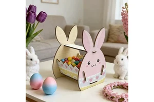 Cross-Border Easter Wooden Bunny Storage Basket Multiple Colors Available Desktop Storage Ornament Holiday Decoration Props