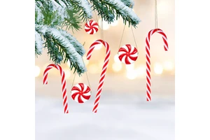 Christmas Candy Canes Plastic Twisted Crutch Swirl Garland Xmas Tree Hanging Pendants Noel Natale New Year Handmade Festival