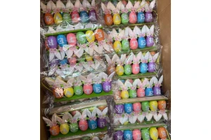 2026 Easter Cloth Decorative Eggs With Rabbit Ears Customized Color & Uv Printing Tabletop Ornament Holiday Home Decor Gift