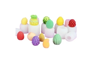 Mini Fruit 3D Silicone Mold Cake Decoration Ice Cream Chocolate Candles Soft Candy Pastry Mango Lemon Fruit Blind Box