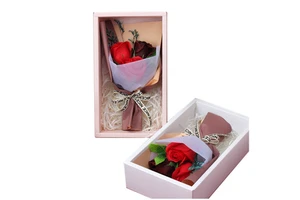 Practical Birthday Gift Set for Women's Day 3 Roses Soap Bouquet in an Advanced Creative Hand Gift Box for Mother's Day Gift