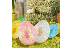 High Quality Easter Sequin Plastic Eggs Decoration Festive Party Easter Eggs Craft Gift Supplies Showpiece Decorations