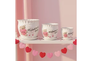Gift for Valentine's Day I Love You Cute Bear High Quality Ceramic Flower Pot Desktop Decoration