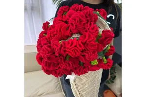 2026 New Crocheted Blanket Lily Valley Sunflower Bouquet Blanket Handmade Rose Carnation Blanket Mother's Day Gift