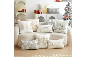New Design 45x45cm Christmas Trees Fabric Painting Designs Cushion Covers Decoration Christmas Throw Pillow Covers