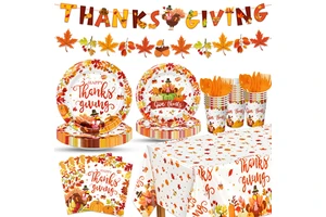 Bulk Organic Disposable Tableware Set Cake Forks Cups Plates for New Year Party with Waterproof Cover