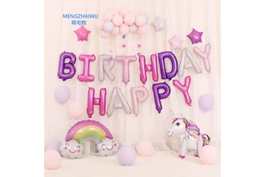 Children Birthday Party Decoration Cartoon Aluminium Character Foil Balloons Cute Blue pink Baby Balloon Set