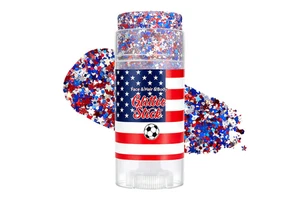 Waterproof Body Glitter Stick with Shimmer for Independence Day Body Football Cheerleading Holiday Celebration Nightclub Makeup
