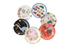 7-inch Cartoon Disposable Color Paper Plate Children's Birthday Party Wedding Supplies Decorative Food Grade Material Cake Plate