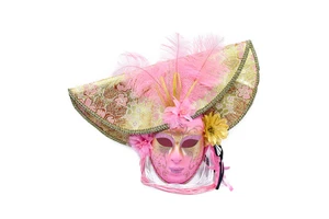 Carnival Brazilian Performance Party Festival Beautiful Woman Mask Feathers Side Fan Venetian Princess Costume Mask