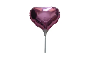 OEM Single 10 Inch Heart Shape Foil Balloon with 20cm Cup Stick for Children's Birthday Party Decoration