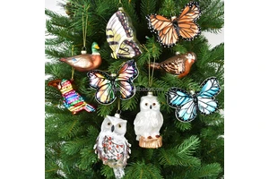 Wholesale Handmade High Quality Full Color Christmas Glass Butterfly Series Hanging Scene Dress Tree Ornament Modern Design Fast