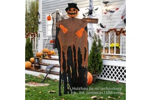 For Halloween Plastic Pumpkin Skeleton Ghost Props Set Color-Changing Lights Bendable Joints for Haunted House Escape Room