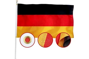 XIFAN Premium Germany Flag 3x5 ft Outdoor Double-Sided Heavy-Duty 210D Nylon/Polyester German National Flag 4-Stitch Hemming