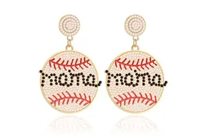 New Fashion Mother's Day Gift Jewelry Boho Mama Beaded Baseball Earrings 2024 Mothers Day Gift for Mom
