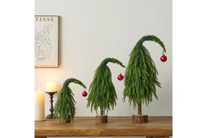 Best Selling Christmas Products Decorative Items Mini Bottle Decoration Artificial Nordic Crooked Neck Christmas Tree