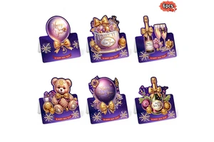 New Year 6-Piece Party Set Balloon & Diamond Painting Wine-Themed Die-Cut Cards for Festive Decor