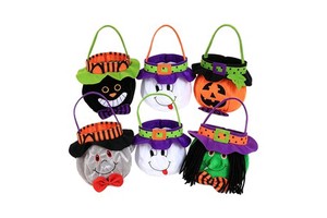 Halloween Funny Plush Trick-or-Treat Bag Kids Handheld Pumpkin Candy Bucket Party Decor Props Storage Basket Aseptic