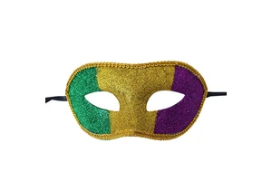 European and American Venice Ball Half-Masked Makeup Golden Green and Purple Painted Powdered Carnival Party