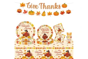 Turkey Theme Party Decorations Disposable Paper Plates Cups Napkins Tray Tablecloth Kids Adult Holiday Celebration Hot Selling