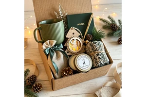 Luxury Christmas Gift Box Set for Women Green Ceramic Mug Notebook Pen Scented Candle Socks Holiday Corporate Gift Set