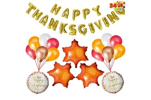 31pcs Thanksgiving Party Decoration Set Happy Thanksgiving Foil Hanging Banner Fall Holiday Decor Party Supplies