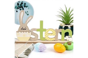 Wooden Easter Ornaments Cross-Border Colorful Eggs Rabbit Home European American Style Crafts Rabbit Desktop Nordic Decorative